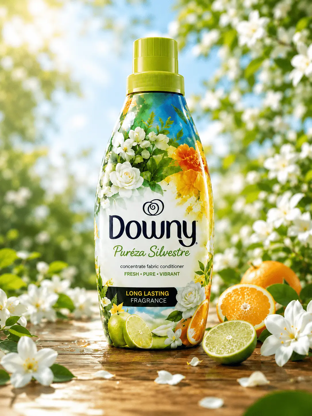 Downy Pureza Silvestre Concentrated Fabric Conditioner, Long-Lasting Citrus & Floral Freshness, 750 ml Bottle