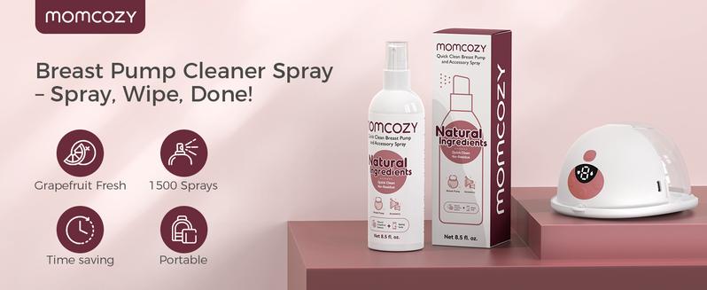Momcozy Portable Breast Pump Cleaning Spray, Effective Milk Fat Removal & Residue-Free, Natural Grapefruit Scent, Pump Spray for Breast Pump or Accessories, and Other Baby Products, 8.5 Fl Oz