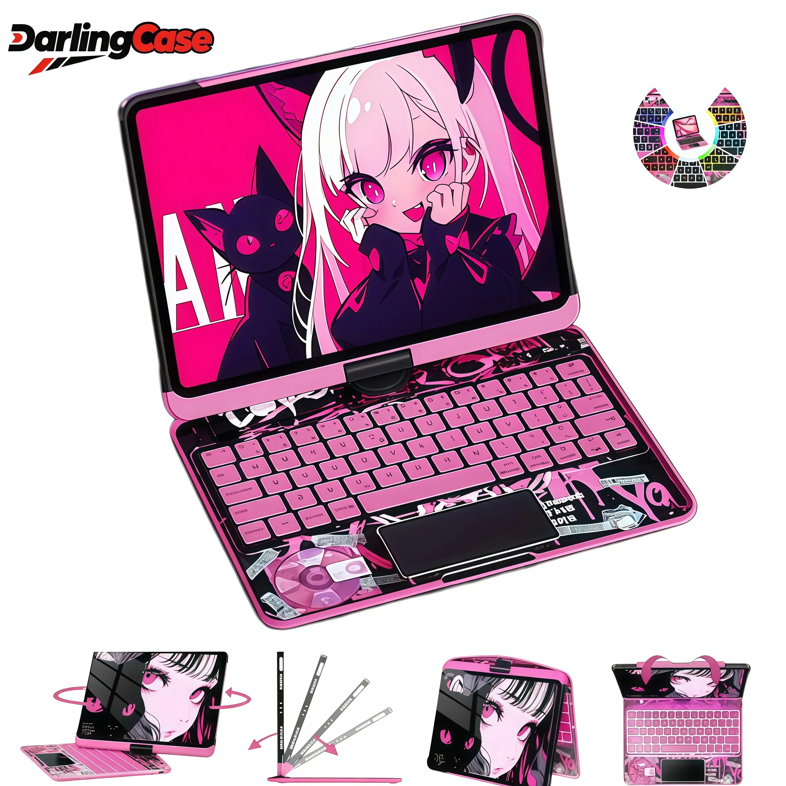 #SummerWins #DealsForYouDays.DarlingCase  Y2K style Latest 360 Swivel  iPad Keyboard Case for For iPad Pro 13inch M5/2025，iPad Pro 13inch M4/2024 for iPad Tablet Accessories Wireless Cyberpunk Digital Magnetic,ipad case.