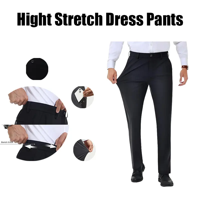 Alimens&Gentle Men's Stretch Dress Pants No Iron Golf Pants Expandable Waist Flat Front Business Casual Formal Pants Alimens&Gentle Men's Stretch Dress Pants No Iron Golf Pants Expandable Waist Flat Front Business Casual Formal Pants