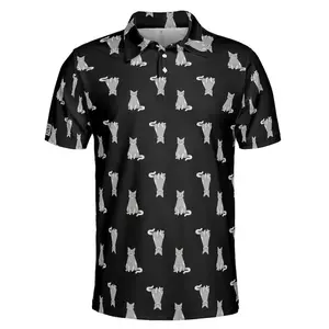 Black cat golf polo shirt unisex