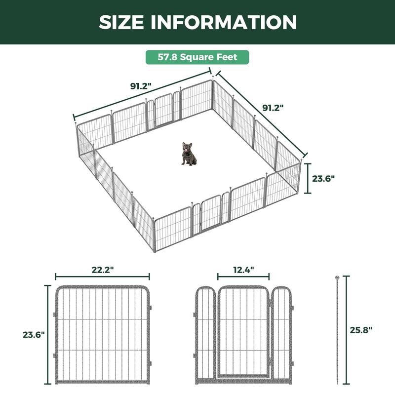 FXW Aster Dog Playpen Designed for Yard, 24"/32"/40 Height, 8/16 Panels