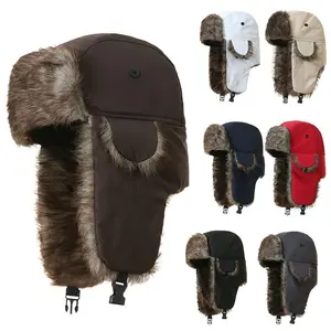 Winter Cold Weather Trapper Hat Warm Faux Fur Winter Hat with Ear Flaps Windproof Waterproof Snow Ski Hats for Men Women