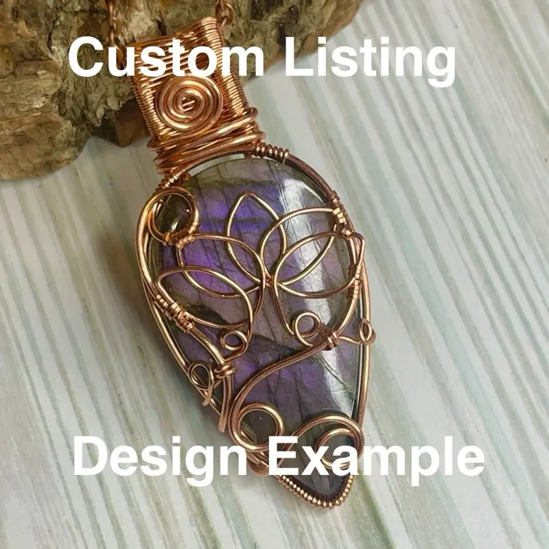 Custom Listing Handmade Copper Wire "Lotus Energy" Necklace, Boho Goddess Decorative Necklace, Witchy Jewelry with Labradorite Crystal