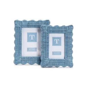 Scallop Wicker Frame Blue