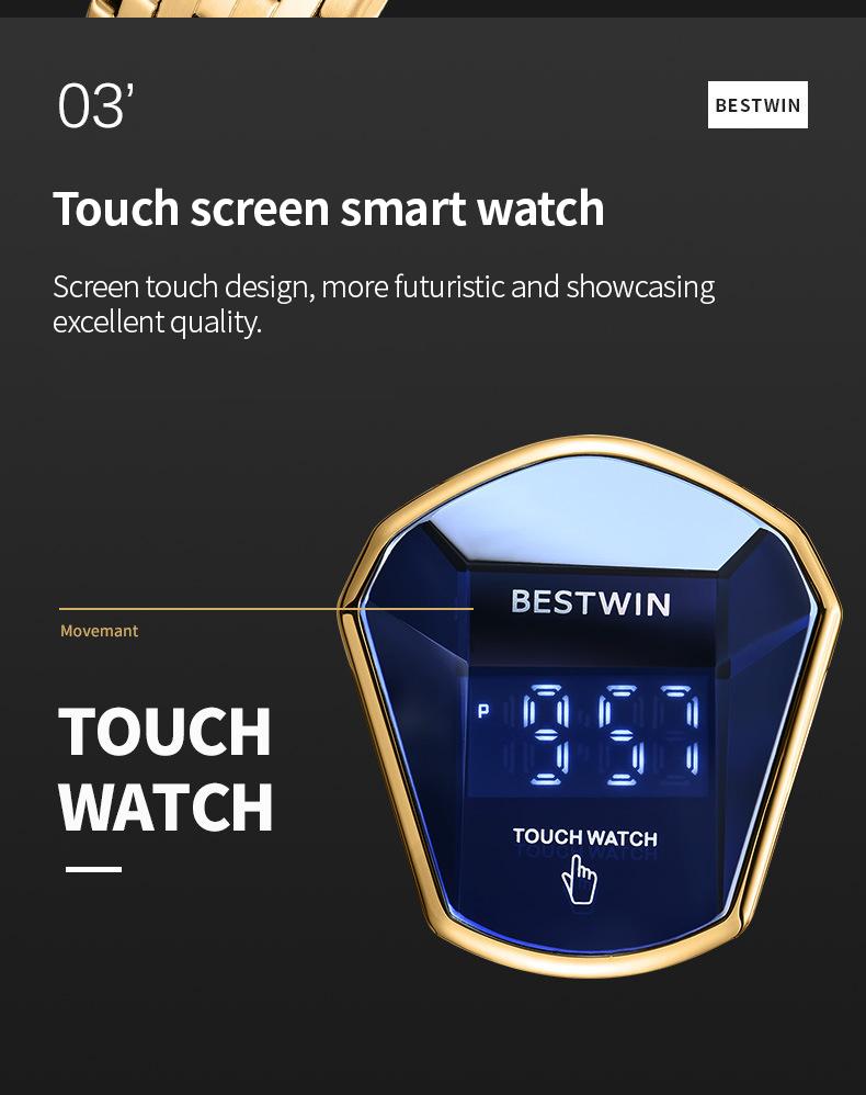 【SpringStatements】Touchscreen Racing Sport watch Luxury Mens Racing Sport ​Iridescent diamond-shaped mirror surfacet WatchMultifunction Chronograph  Stainless Stee! Casual Business Stvle Perfect Giftfor Him fashionable wristwatch time display