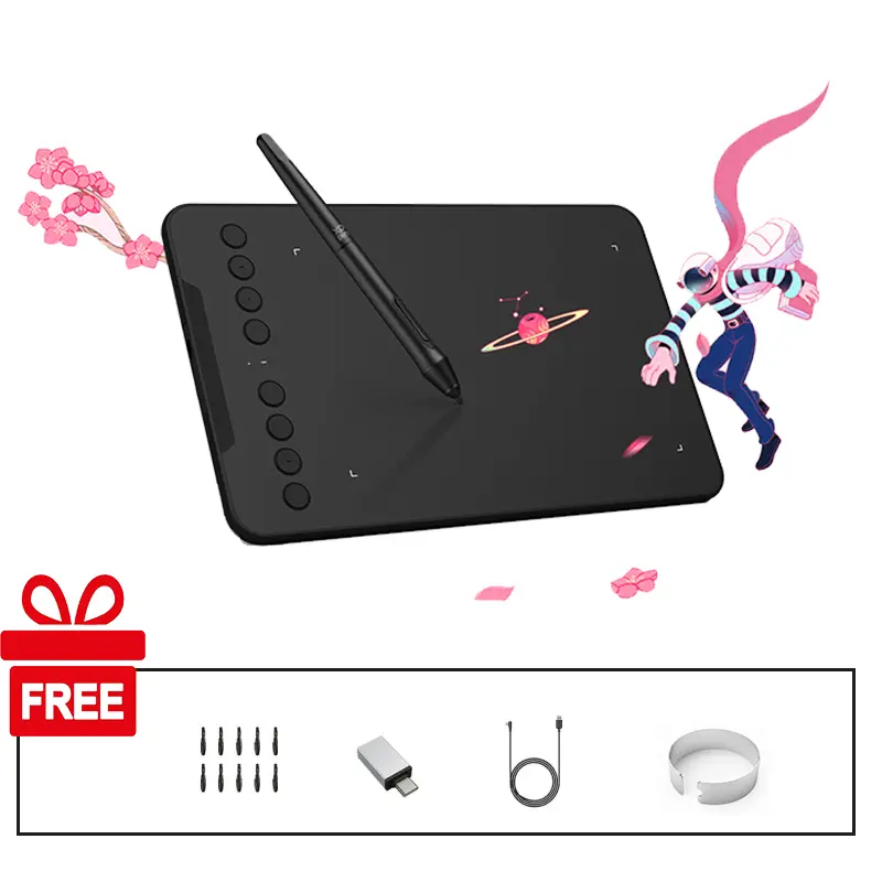 XPPen Deco Mini7 V2 Digital Drawing Tablet - 7x4.37in, 60° Tilt, 16384 Pressure Level, Battery-Free Passive Stylus, 8 Shortcut Keys, USB-C, for Writing, Gaming, Windows, macOS, Android Phone, Chromebook, Portable Wireless Graphics Tablet, Linux