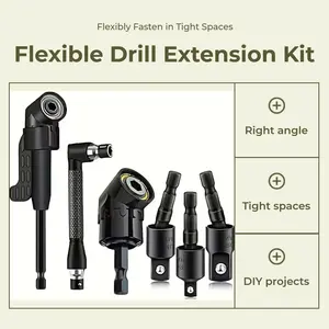 Flexible Drill Extension Tool, Slip Right Angle Attachment, Six Piece Screwdriver Extension Kit, DIY Repair And Installation Accessories, Ideal For Carpenters Garage Projects Tight Space Fastening