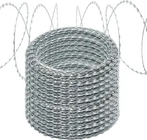 500 FT Razor Wires 10 Rolls, 22 Coils Per Roll Barbed Wire, 19 inches Diamter Galvanized Steel Concertina Wire Fencing