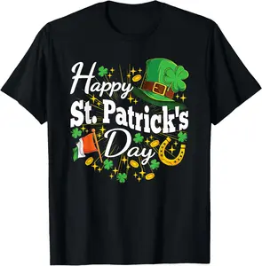 Cotton Happy St Patricks Day Shamrock Irish Men Women TShirt