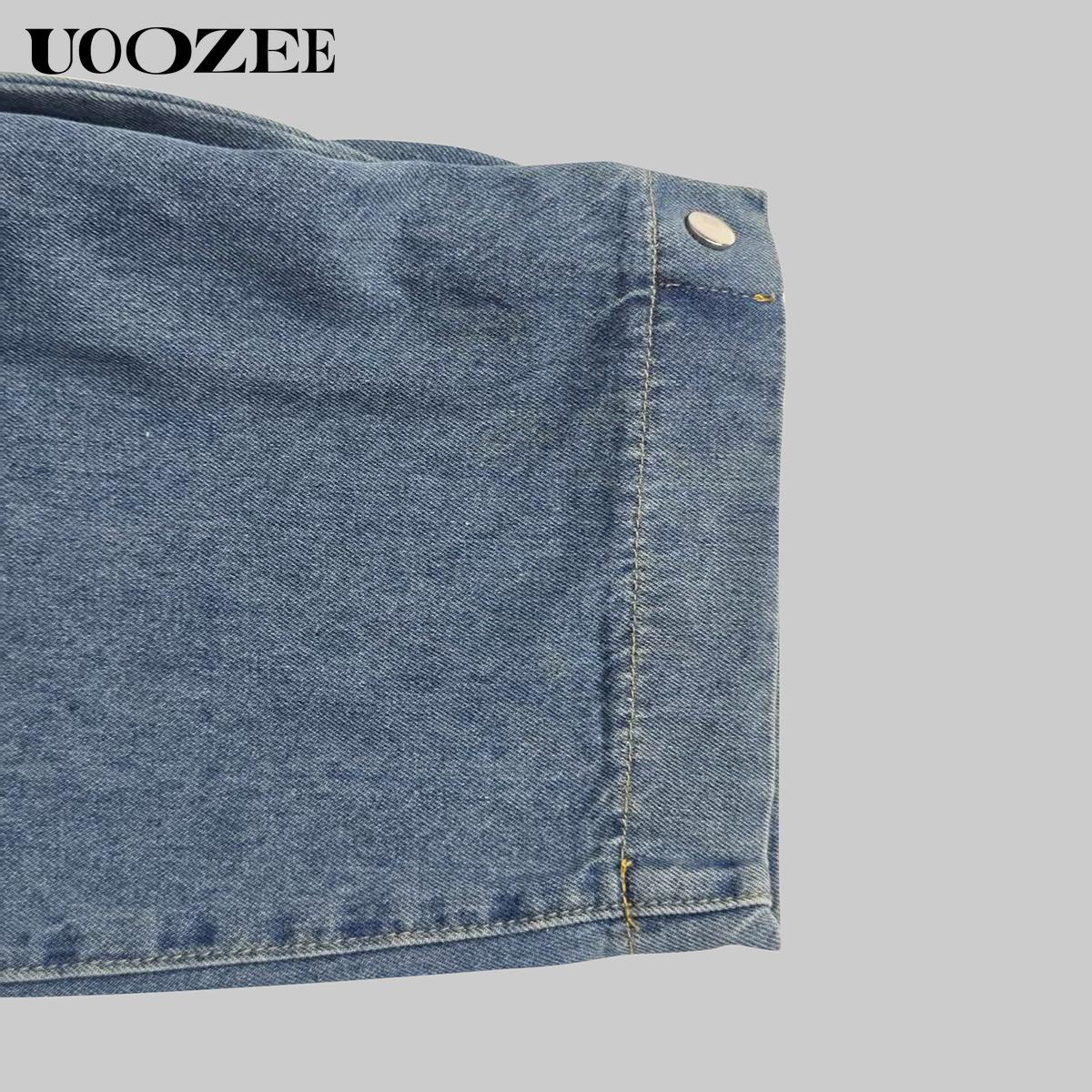 UOOZEE Women's Spring Autumn Boyfriend Style Retro Jeans Solid Color Oversized Loose Pleated Pockets Elasticity High Waist Lady Jean Pants Bottoms(Fits Larger at Waist - Check Size Guide or OrderOne Size Down) Casual stacked jeans baggy jeans