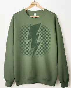 Distressed Lightning Color On Color Graphic Top