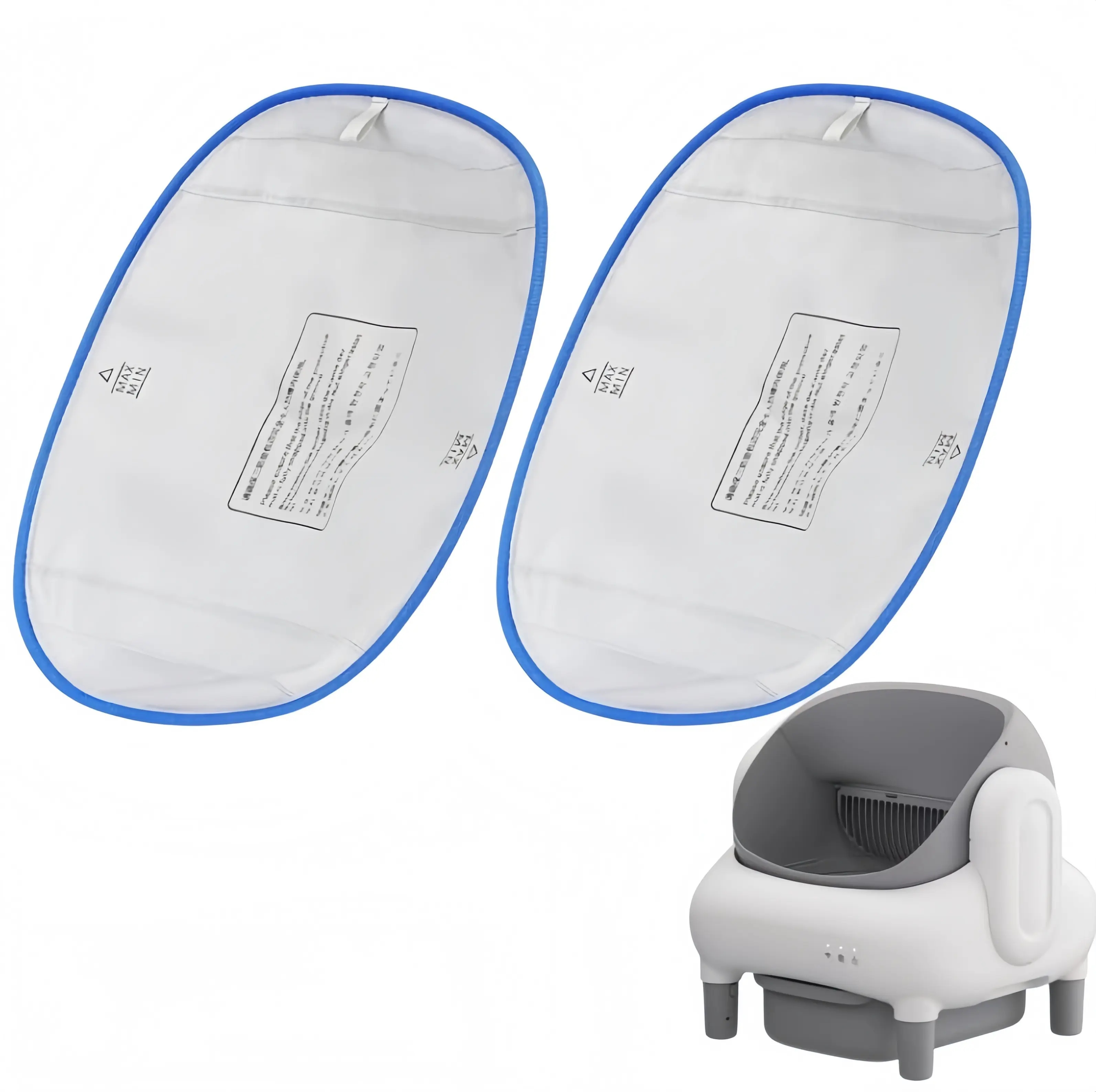 Self-Cleaning Waterproof Litter Box Liners White with Blue Trim 14.96 x 11.81 Inches Leak-Proof 2 Pack for Cat Litter Boxes