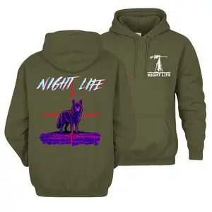 Coyote Night Life Hunting Hoodie – Neon Predator Hunter Graphic Hoodie, Outdoor Camo Hunting Pullover, Hunter Gift For Men