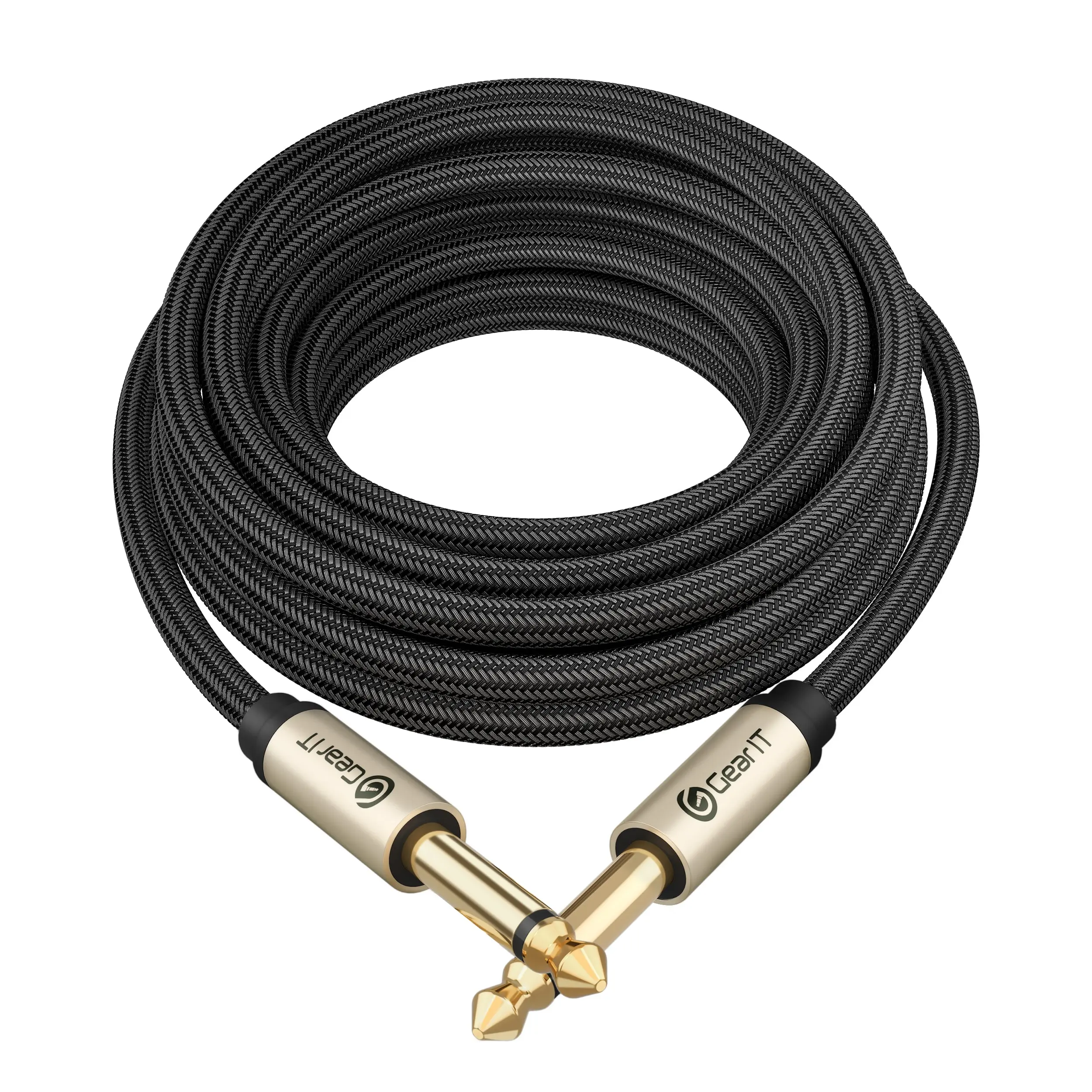 GEARit 1/4 in TS Plug Guitar Instrument Cable - Nylon Braided, 23AWG Oxygen-Free Copper Core, 15000+ Bending Test, Lifetime Durability Bass Guitar Accessories for Musical Gear
