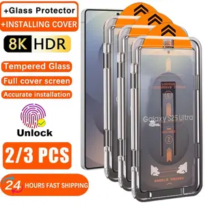 1-3PCS Oleophobic Coating Screen Protector For Samsung S26 Ultra S24 Plus S25 Ultra S25 Edge Fingerprint Unlock Tempered Glass