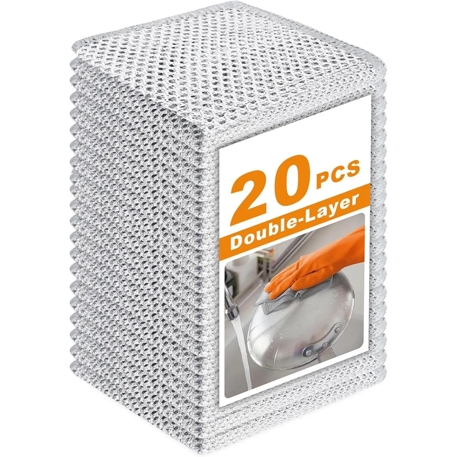20 Pcs New Upgrade 2-Layer Metal Dish Cloth, No Scratches Wire Cleaning Cloth , Reusable Multipurpose Wire Dishwashing Rag for Kitchen Cleaning Cloths,Sinks,Dishes,Stove Top, Dimensions, 7.87“ x 7.87”