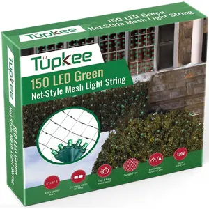Green Christmas Light Net – 150 LED Mesh Lights - 4 ft x 6 ft – Outdoor/Indoor – Net Lights for Bushes, Hedges or Trees