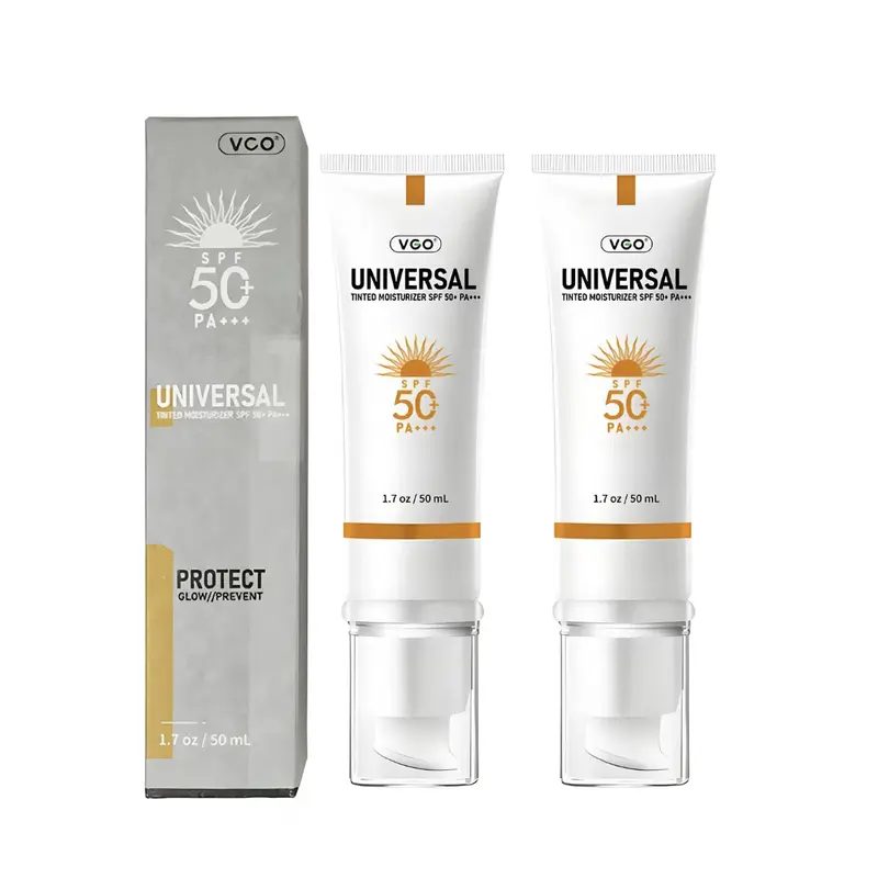 VGO-Universal Tinted MoisturizerSPF 50+ Earthy yellow liquid lt can be used asfoundation liquid-A Skincare Sunscreen Facial Uv