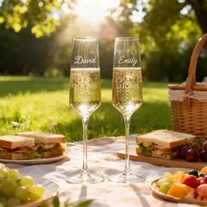 Personalized Champagne Glasses Set of 2 - Custom Wedding Glasses with Gift box - Champagne Flutes Engraved Mr and Mrs Custom Stemmed Glassware Gift for Engagement, Bridal Shower, Anniversary