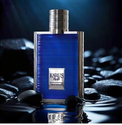 Khadlaj Perfumes Karus Blu Spice Eau de Parfum Unisex 3.4 oz – Tea, Bergamot, Amber Woody Scent