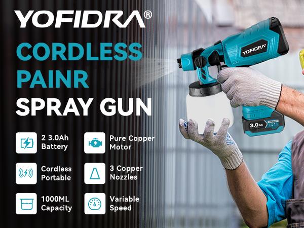 New Upgraded!! Cordless Paint Sprayer, 1000ml Paint Sprayer Gun with 21V/2 x 3.0Ah Batteries for Furniture and House Painting, Paint Sprayer for Home Interior, Wall, Fence, Cabinets