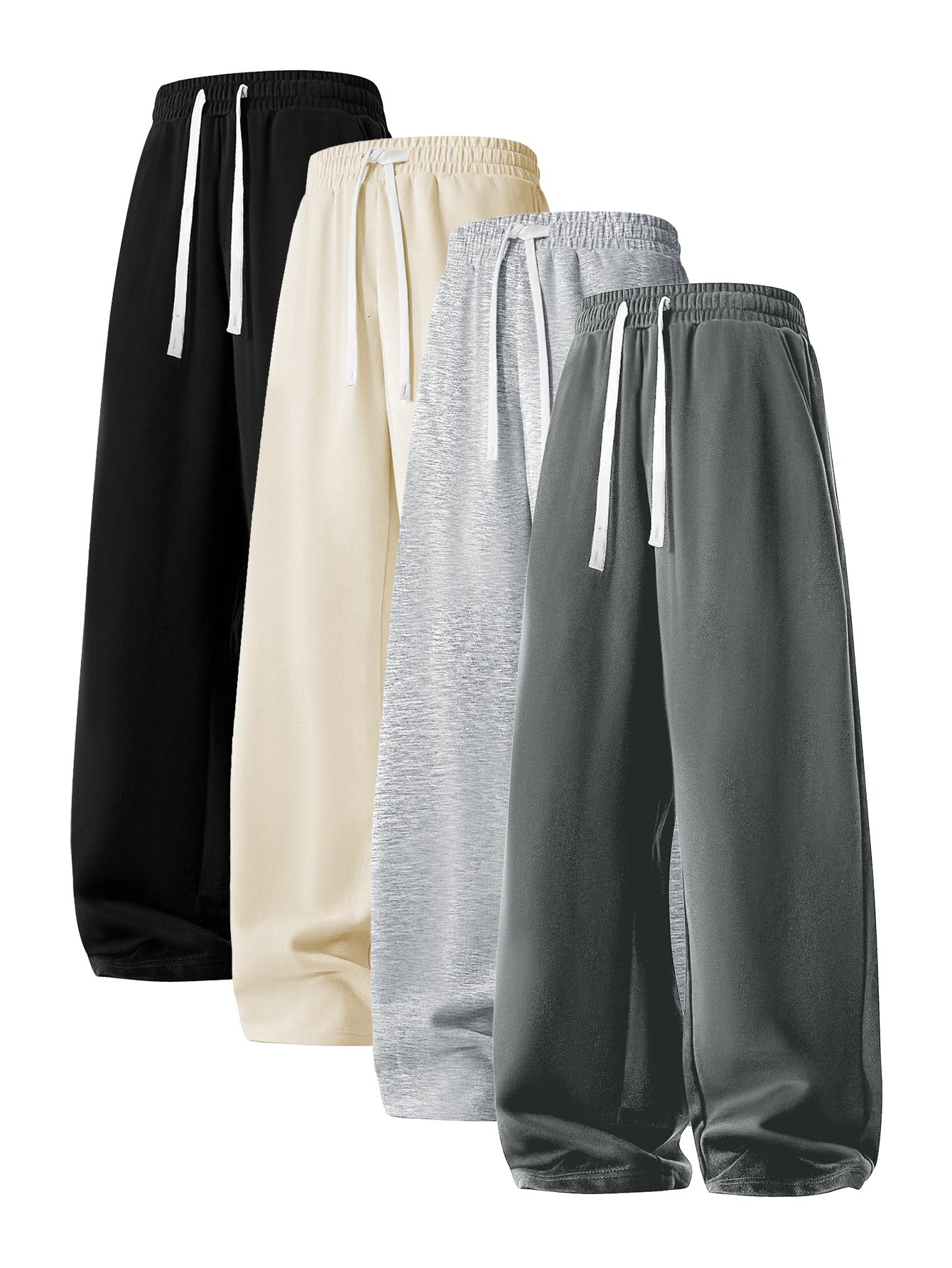 Simple Style Drawstring Casual Pants, Breathable Fabric, Straight Trouser Legs, Comfortable and Loose, Suitable for Outdoor Sports and Fitness or Home Wear in Spring, Summer, and Autumn