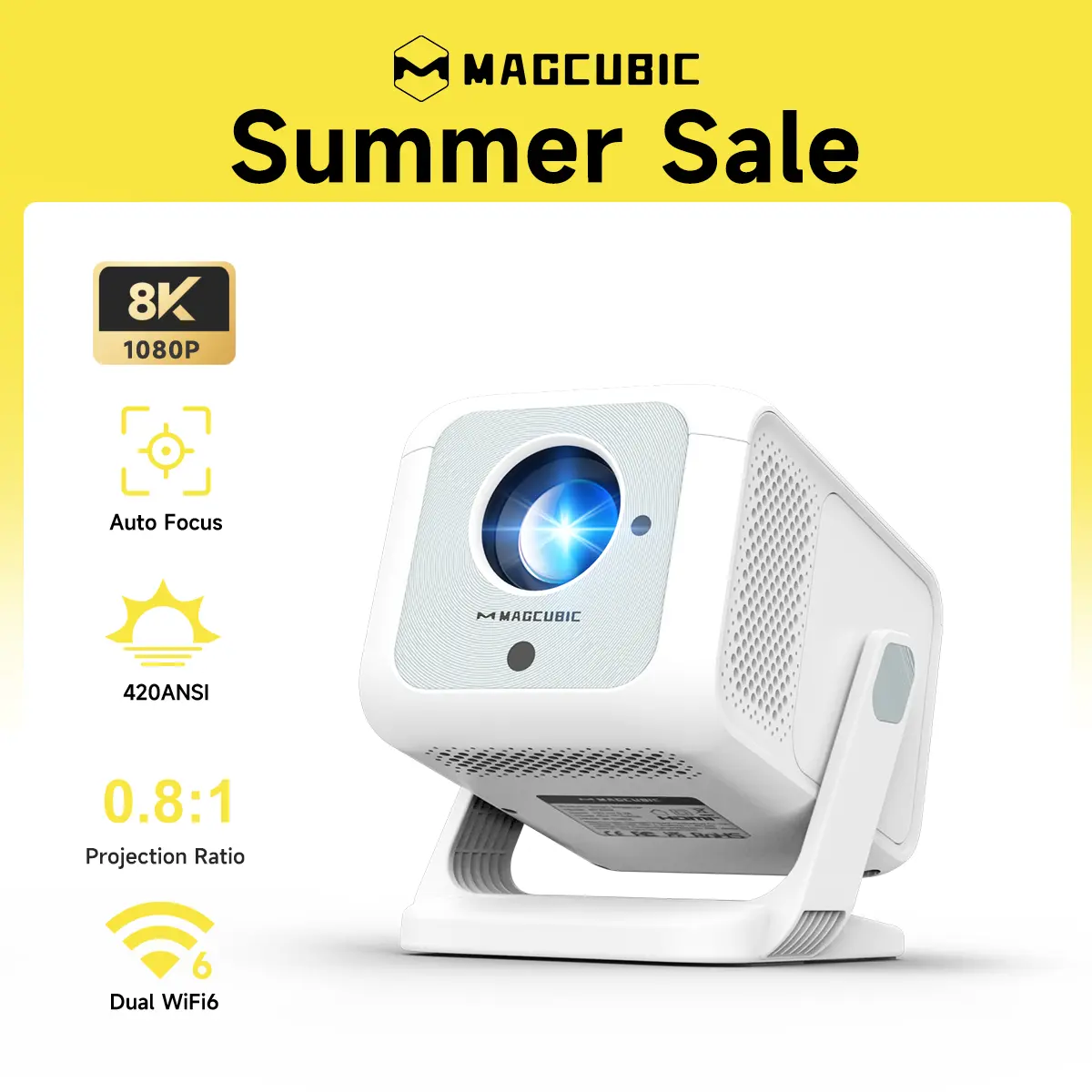 [US warehouse] Magcubic Auto Focus HY310X Projector 420ANSI With 4K Videosource Supported Full HD 1080P Auto Keystone Android 11 Built-in 5W Speaker BT5.2 for Outdoor Theater Stand Mini Portable Projector #SummerFinds #DealsForYouDays