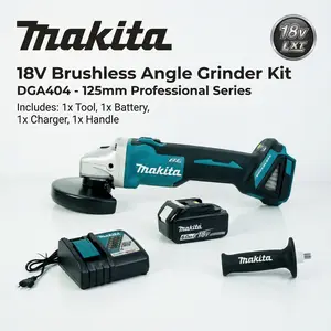 Makita DGA404 125mm  18V Brushless Variable speed Cordless Angle Grinder Kit,  includes Makita drill and  accessories. Adjustable Compact Corded Circular with Laser Guide Portable Multifunctional Desktop Saw mak it apower on