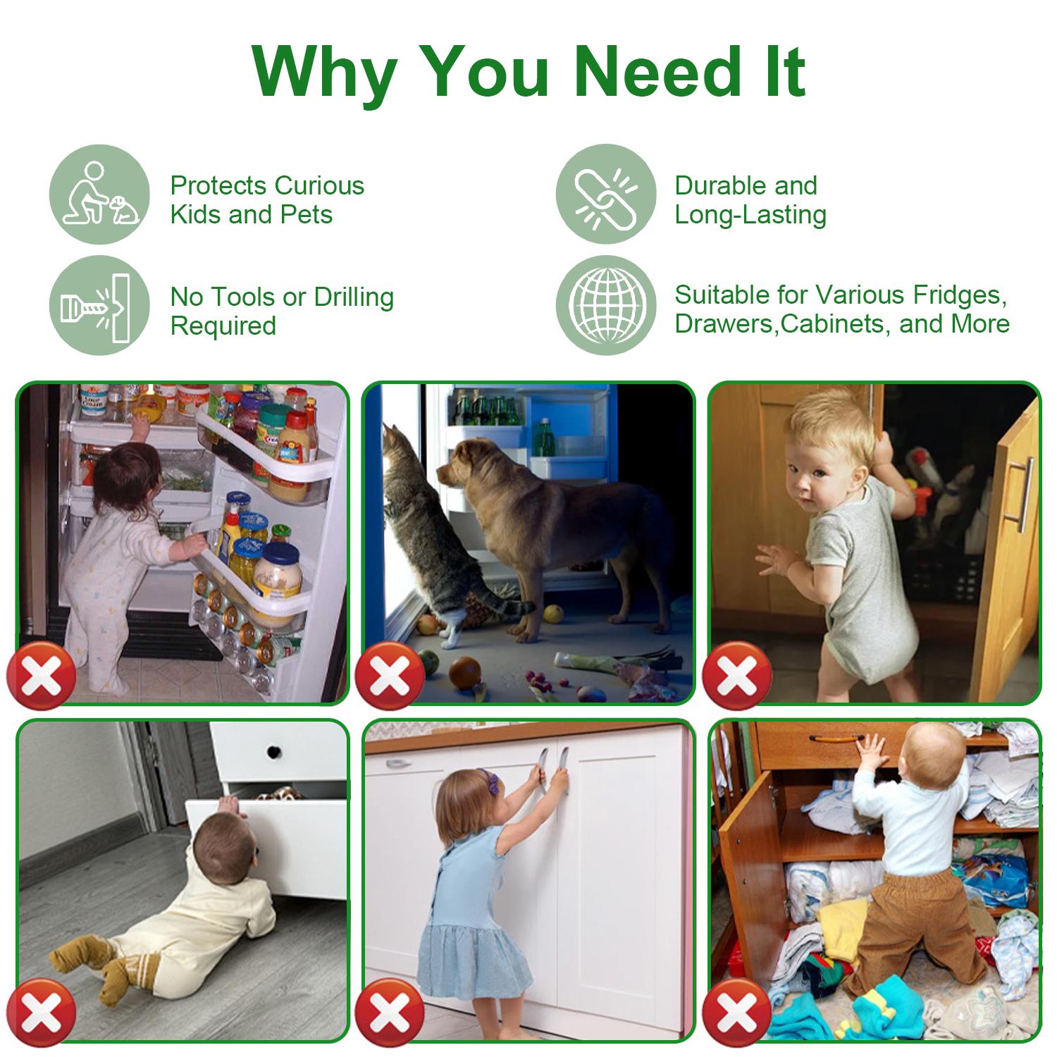 5Pack Child Proof Refrigerator Lock, Baby Proofing Cabinet Locks, oven lock child safety, fridge lock, for Fridge, Drawers, Dishwasher, Oven, Cupboard, Closet, Adhesive, No Tools Need