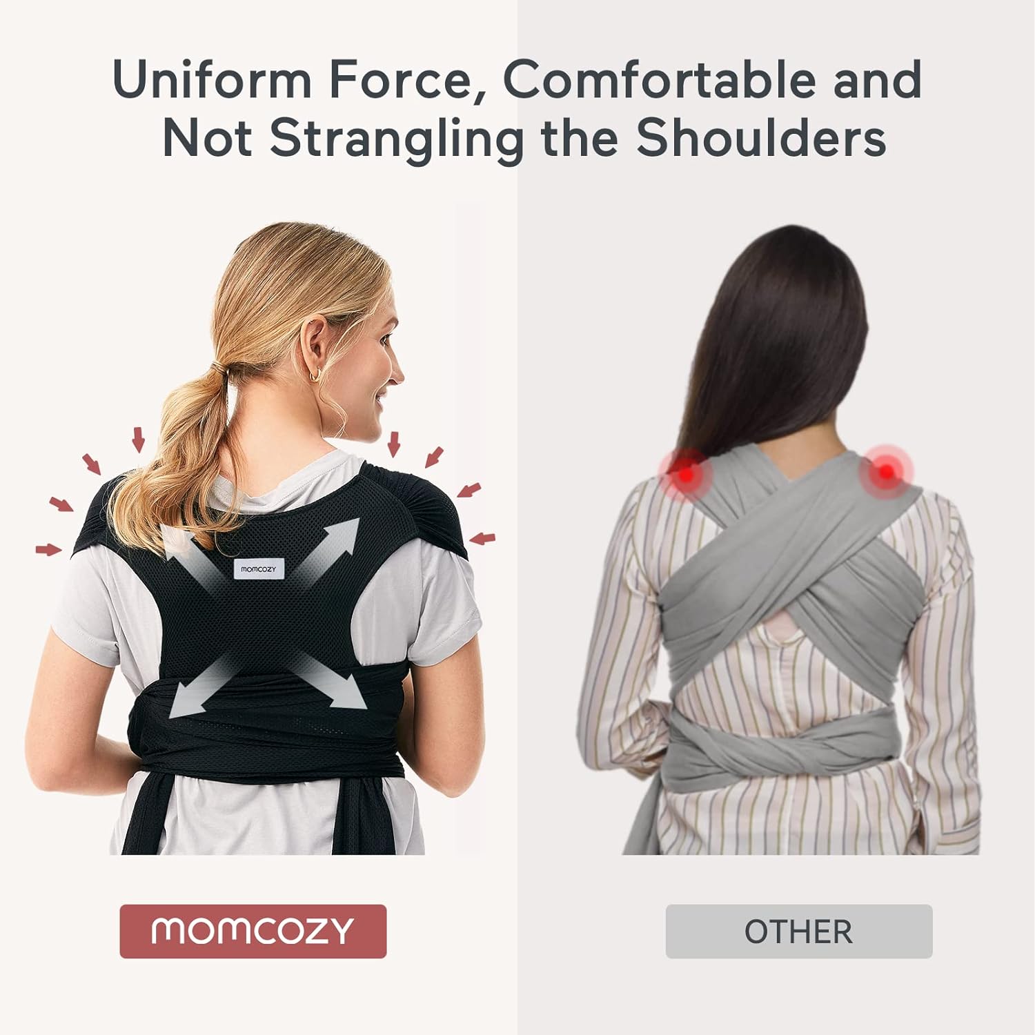 Momcozy Baby Wrap Carrier, All in 1 Original Breathable Baby Sling Lightweight Hands Free Baby Slings Adjustable Baby Carriers for Newborn up to 50 lbs