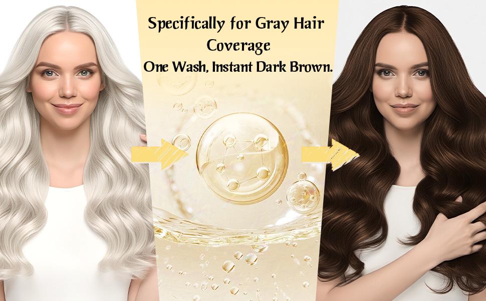 200ml 3-in-1 Dark Brown Hair Dye Shampoo Herbal Formula with Ginseng Covers Gray Hair Natural Plant Hair Dye Shampoo No Pungent Smell Conditioner