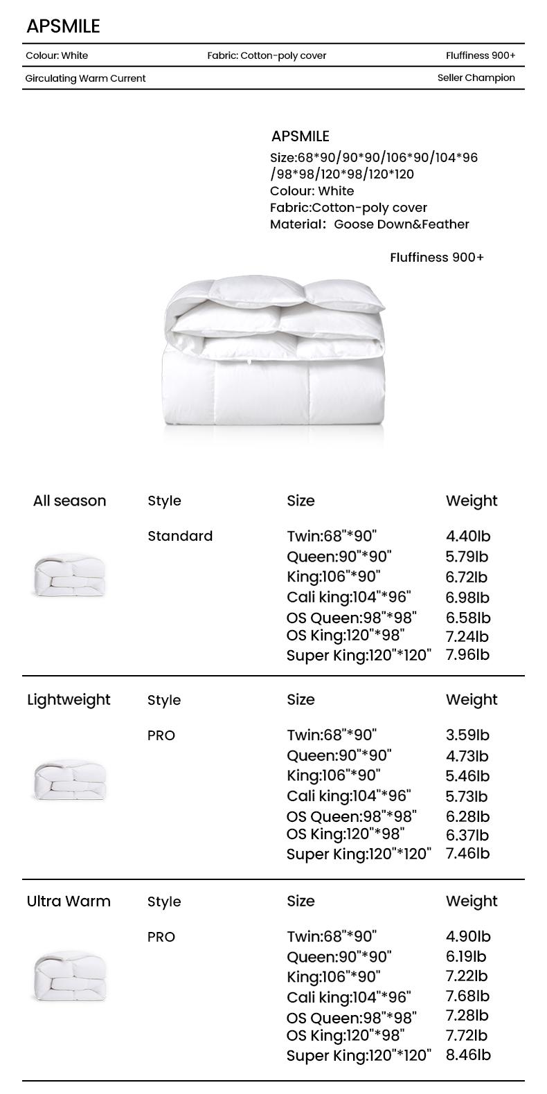 APSMILE Luxurious Goose Down Feather Comforter Duvet Insert Ultra Soft Fluffy Lightweight All Season Down Comforter Super Warmth Hotel Collection Bedding Sleeping Lightweight Cozy Blanket TikTokShopBlackFriday