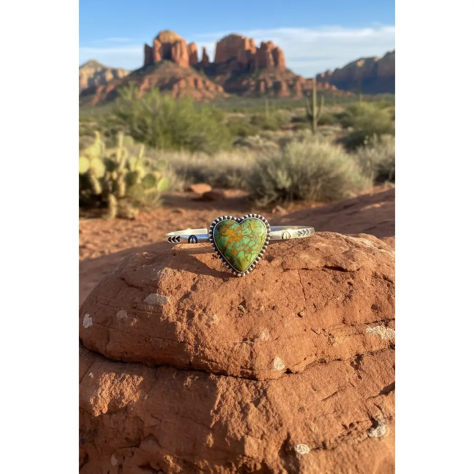 Handcrafted Green Kingman Turquoise Cuff Bracelet