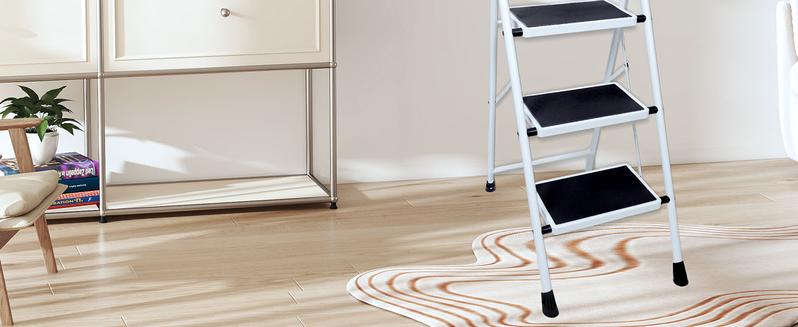 Step Ladder, 3 Sturdy Step Stool with Anti-Slip Pedal & Comfortable Handrail, 330lbs Capacity, Portable Heavy Duty Step Stool for Kitchen, Garage & Outdoor Use