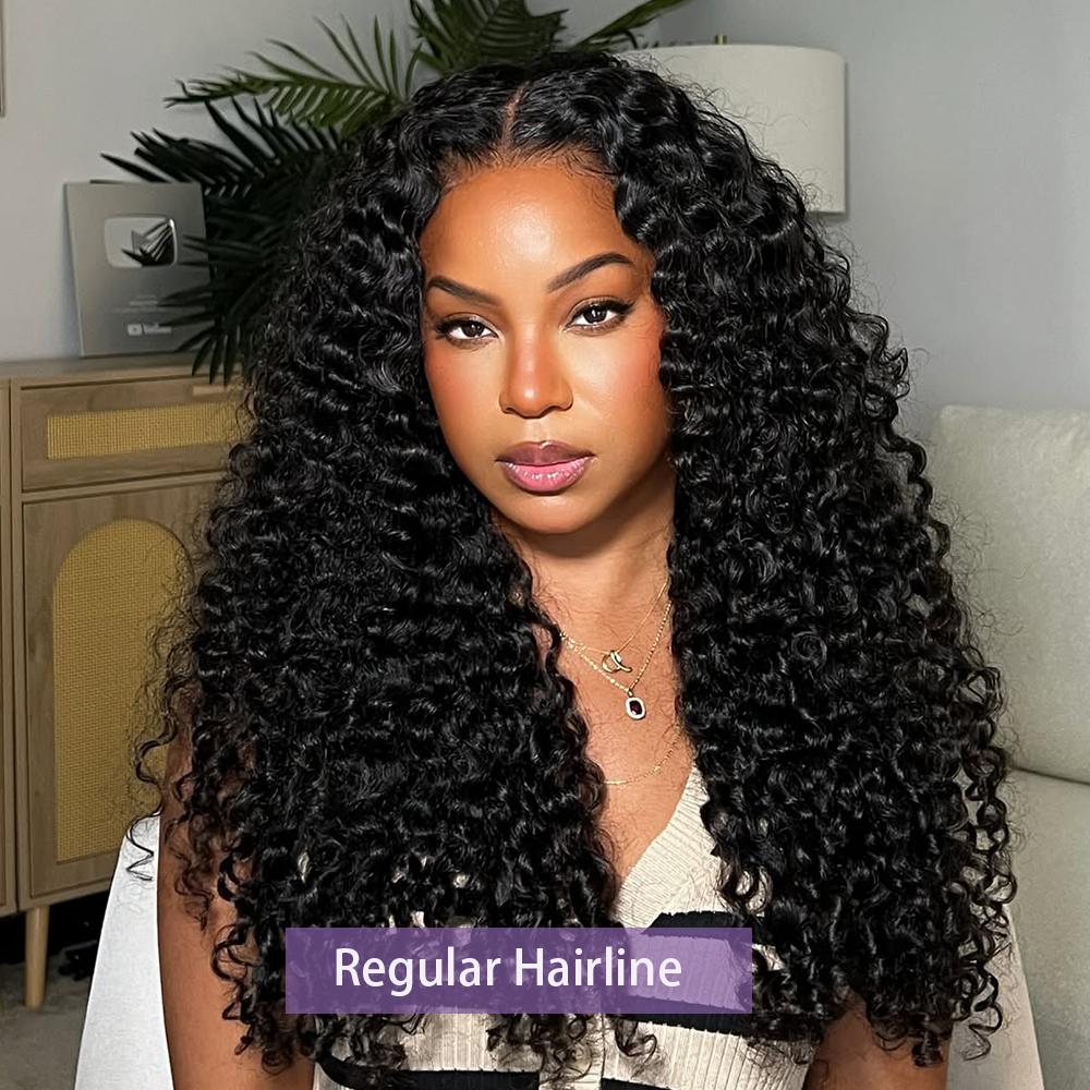 Glueless Curly Lace Front Human Hair Wig With Super Natural Hairline 360 13x6 Drawstring Wig Regular or 4C Curly Edges Hairline Option 220% Density Pre Bleached Knots #TikTokShopBlackFriday