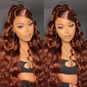 [Exclusive Deal] OQ HAIR #33 Ginger Color Body Wave Side Part Glueless Wigs 220% Density 7x5 Pre-Cut Lace C Part Human Hair Wear Go Wigs For Women Pre-Styled PrePlucked Hairline Invisible Knots Wigs Pre Colored for Beginner Friendly