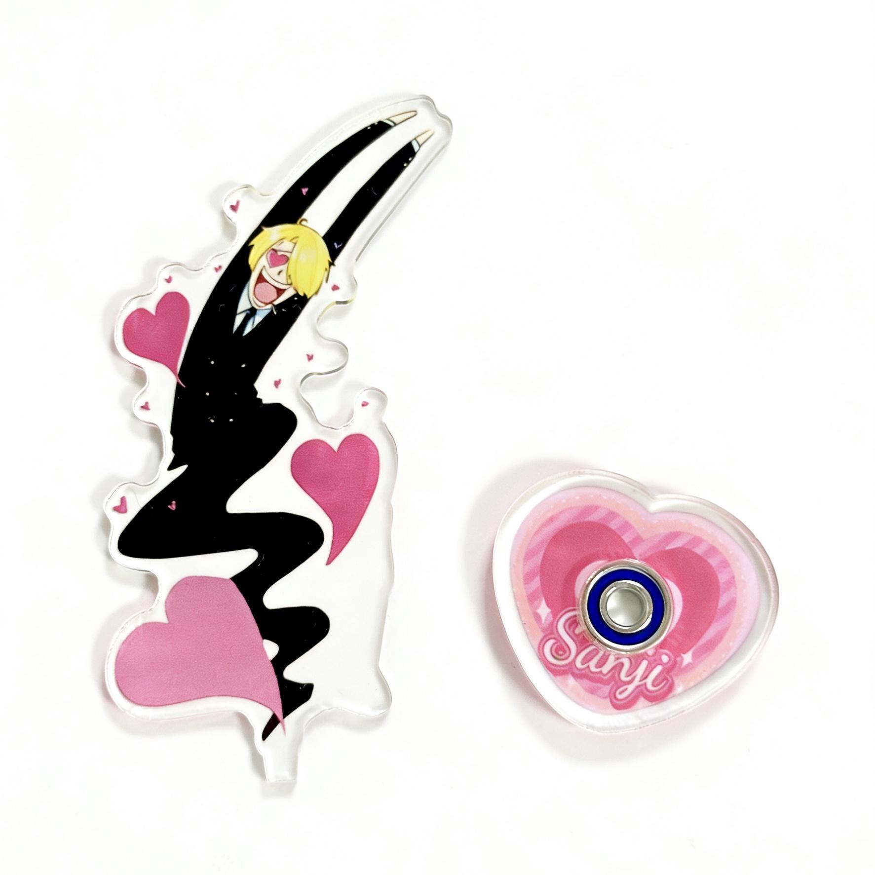 One Piece Sanji Rotating Acrylic Stand Figure, Funny Heart Eyes Design Anime Desktop Ornament, Cartoon Character Table Decor, Fans Collection Gift, Figurine