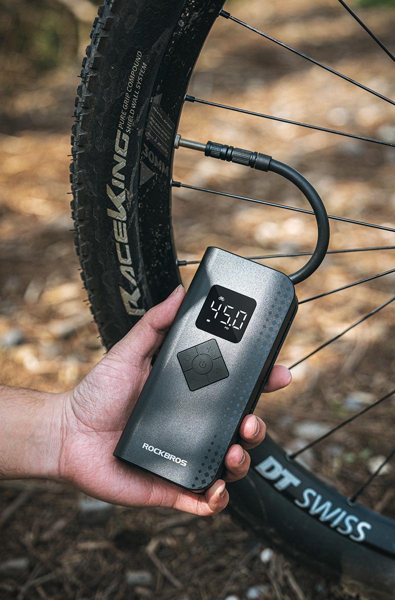 ROCKBROS A13 Mini Wireless Handheld Tire Inflator Tool, 150PSI High Pressure Portable Inflator, 2000mAh Smart Control Fast Inflation Cycling Air Pump with LED Light, Wireless Tire Inflator