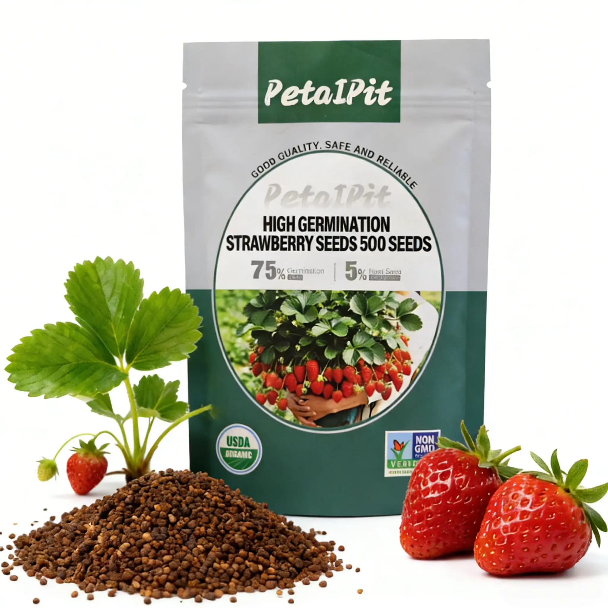 Cream Strawberry Bulk Seed Pack - 500 Seeds, Grows Year-Round in Ideal Temperatures, Suitable for Pots, Ground, Indoor or Outdoor Gardening, Bulk Seeds