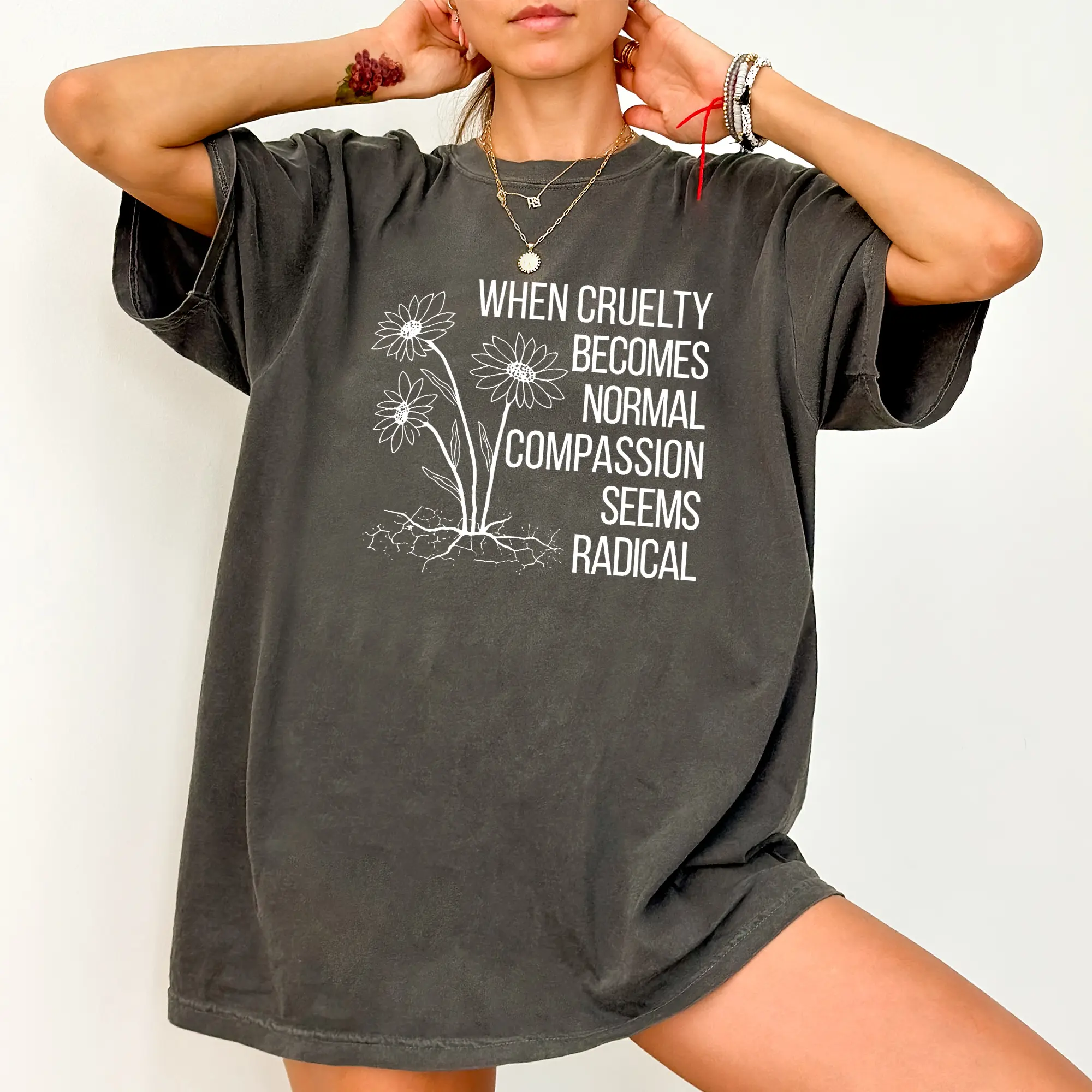 ChicCotton Compassion Is Not Radical Comfort Colors Shirt, Sarcastic Radicalized by basic decency T-shirt, Liberal Activist Graphic Tee