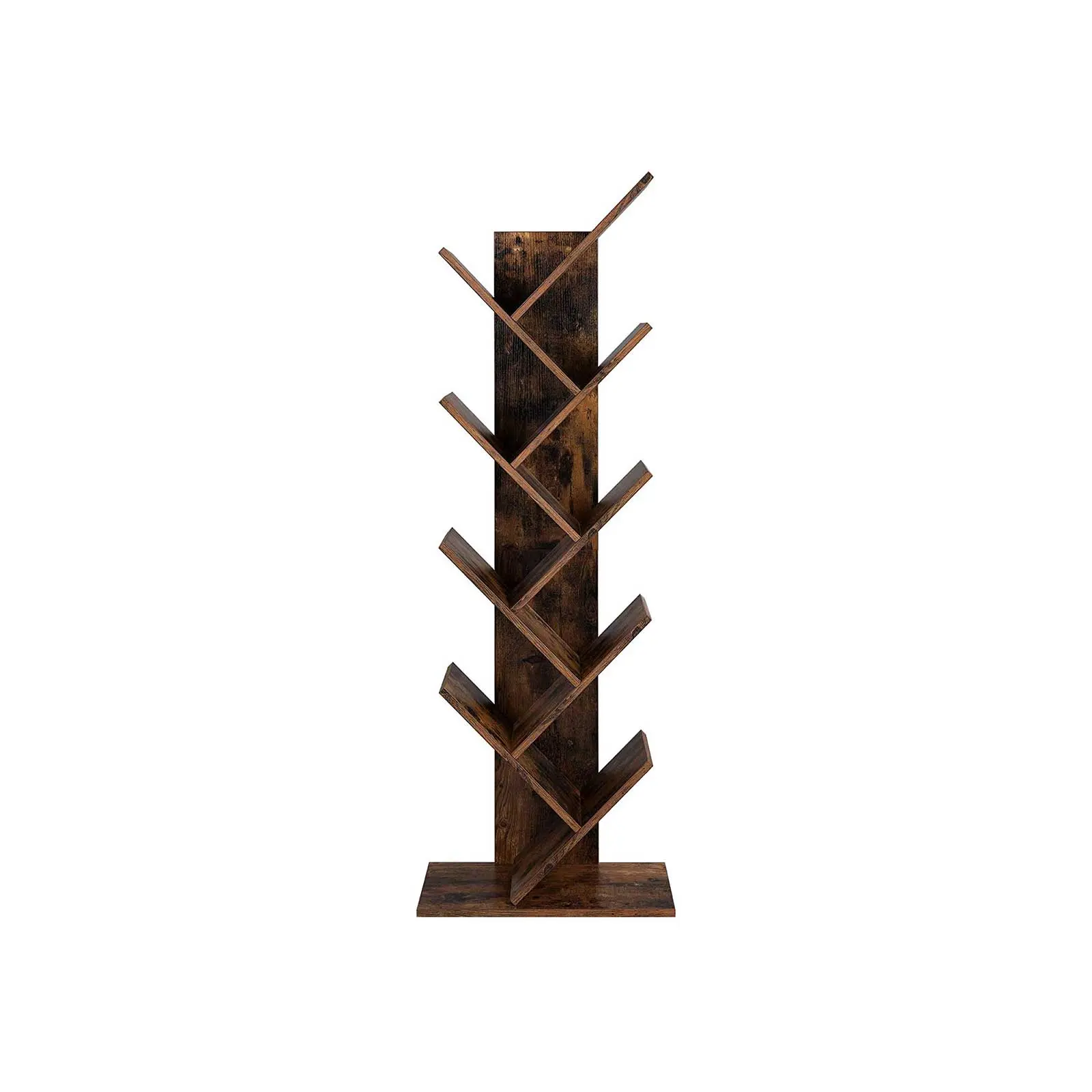 VASAGLE Rustic 8-Tier Floor Standing Wooden Book Shelf - Single Unit Indoor Storage Solution, Multi-Shelf Living Room Furniture to Organize Vertically