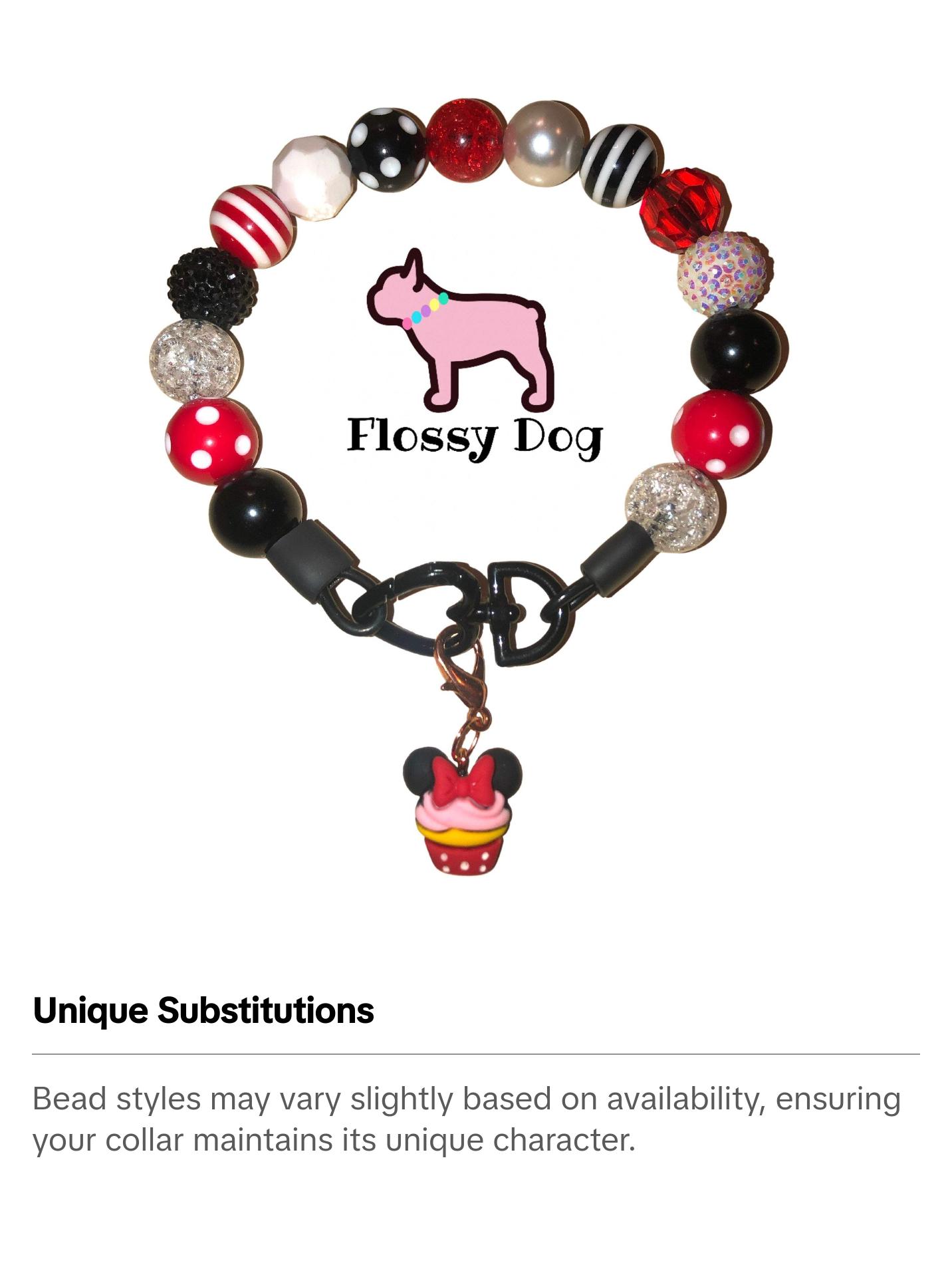 Ladybug Beaded Dog Collar | Durable Dog Necklace | Red, Black, & White | 20mm or 12mm Beads| Pearl Jewelry for Pets | Custom Bead Collars