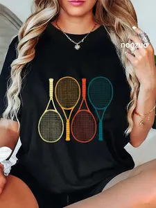 100% Cotton Tennis Apparel - Tennis T-Shirt Casual Graphic Printed Tee
