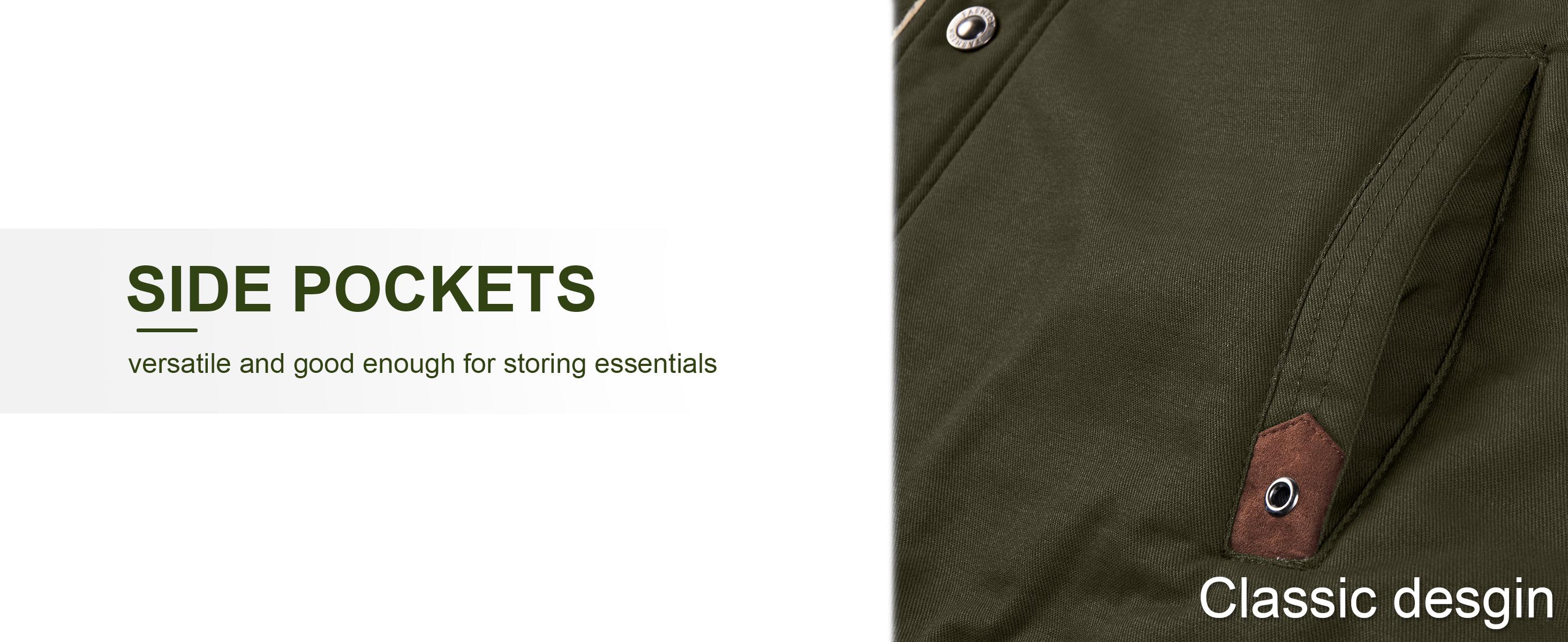 MAGCOMSEN Men's Sherpa Lined Winter Trucker Jacket Warm Multi Pocket Casual Jacket Collared Menswear Tops Cotton Fleece Long Sleeve FallFreshness Khaki Beige Jacket Outdoorfun