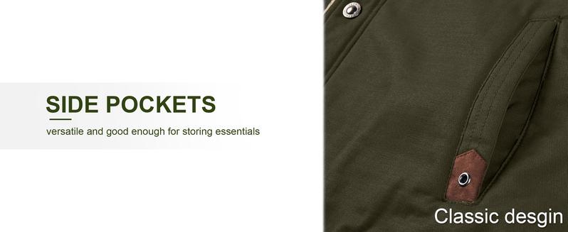 MAGCOMSEN Men's Sherpa Lined Winter Trucker Jacket Warm Multi Pocket Casual Jacket Collared Menswear Tops Cotton Fleece Long Sleeve FallFreshness Khaki Beige Jacket Outdoorfun