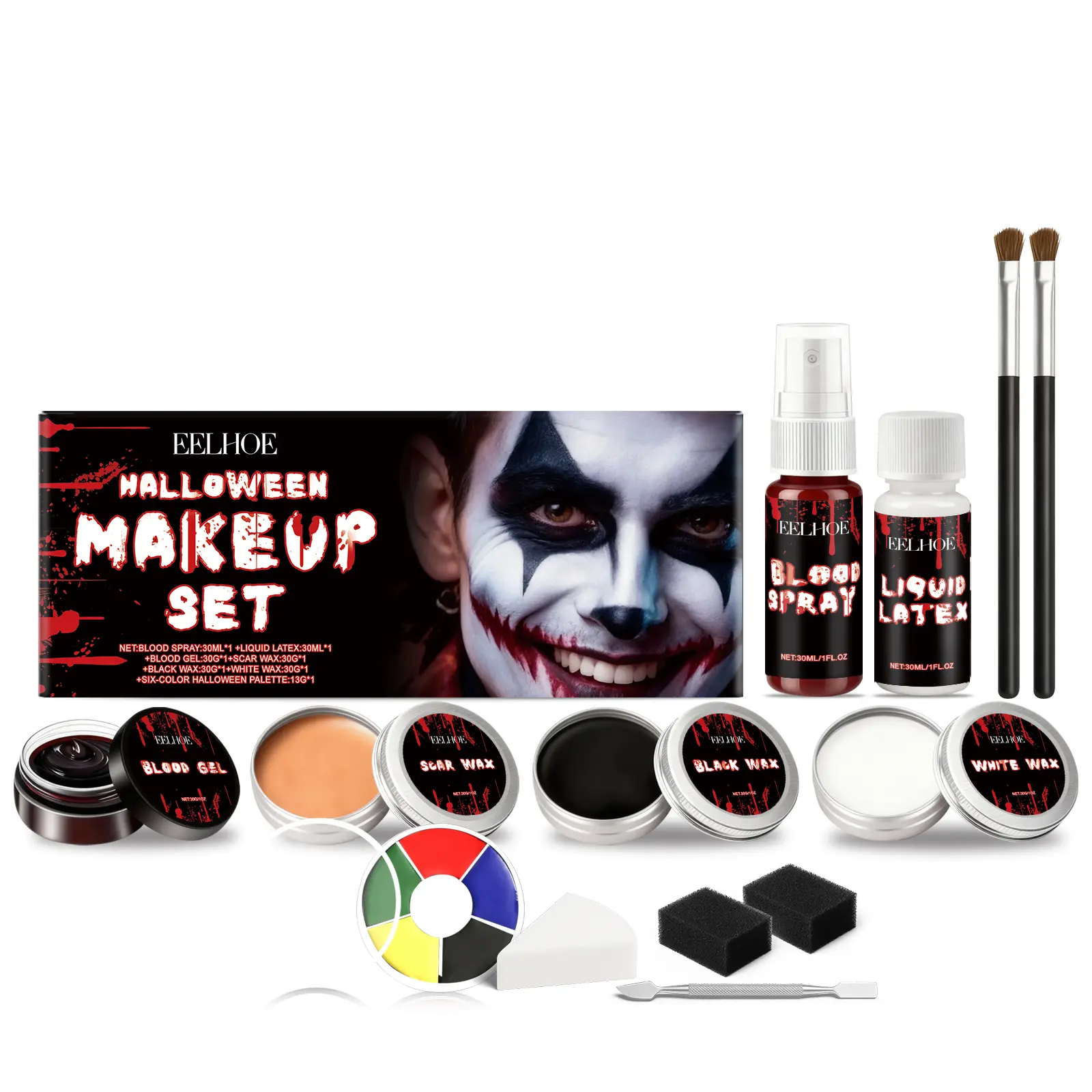 EELHOE Halloween Face Paint Kit, Vibrant Color Facial Cosmetic Set For Party & Festival Makeup