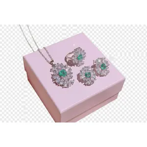 Platinum Plated Geometric Zircon Jewelry Set for Women