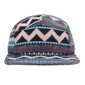 HatPhile Native Pattern Multi-Color Jacquard 5-Panel Hat Bold Artistic Design Adjustable Strap Large & X-Large Sizes
