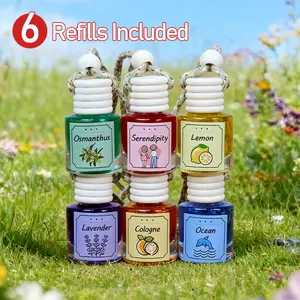 6 Pack Cute Essential Oil Car Freshener  car defuser Hanging Long Lasting Scent for Car & Home, Essential Oil Freshener with Adjustable Fragrance. Scents:Lavender,Cologne,Serendipity,Lemon,Ocean,Osmanthus gift under Premium Scented Car Air Freshener